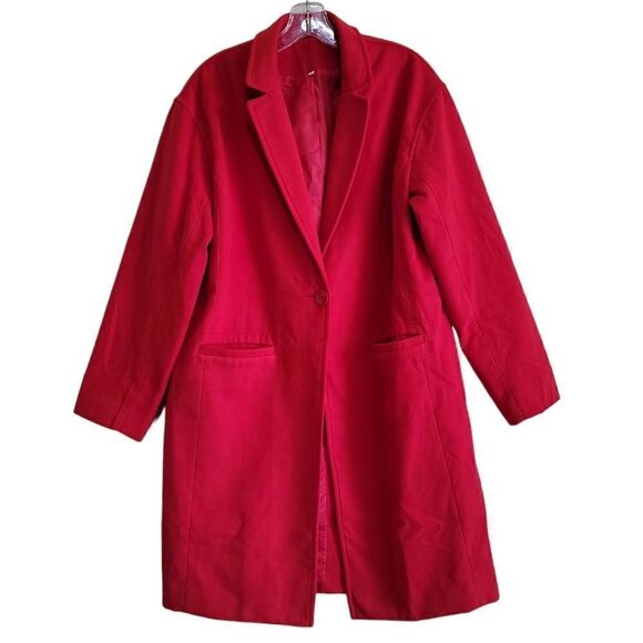 Shein Women's Red Peacoat Sz Large - Picture 1 of 9